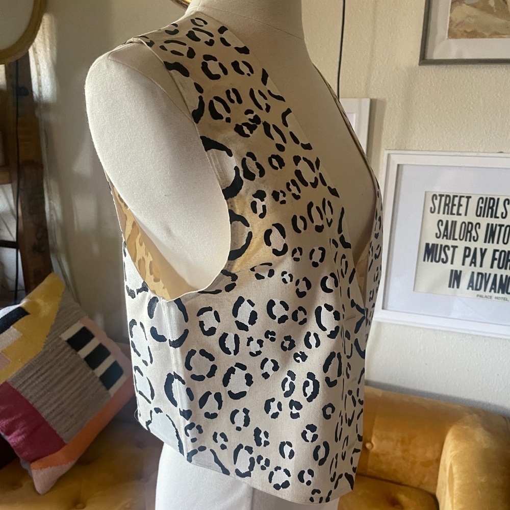 Handpainted cheetah leopard button down canvas st… - image 3